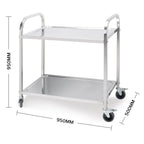 SOGA 2 Tier Stainless Steel Kitchen Dining Food Cart Trolley Utility Size 95x50x95cm Large