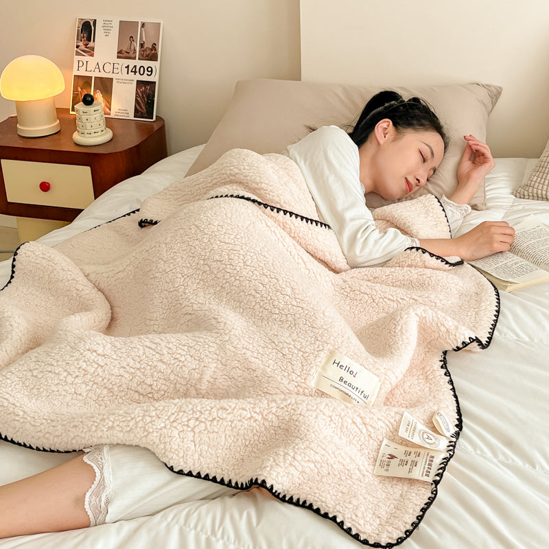 SOGA 2X 230x200cm Peach Flannel Polyester Throw Blanket