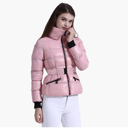Anychic Womens Padded Puffer Jacket Medium Pink Coat With Hood Outdoor Warm Lightweight Outwear With Storage Bag