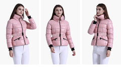 Anychic Womens Padded Puffer Jacket Medium Pink Coat With Hood Outdoor Warm Lightweight Outwear With Storage Bag