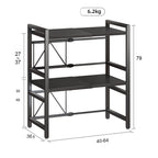 SOGA 2X 3 Tier Steel Black Retractable Kitchen Microwave Oven Stand Multi-Functional Storage Organizer