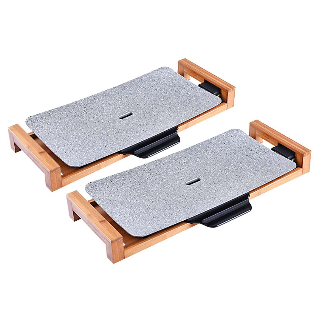 SOGA 2X Electric Ceramic BBQ Grill Non-stick Surface Hot Plate for Indoor & Outdoor Stone