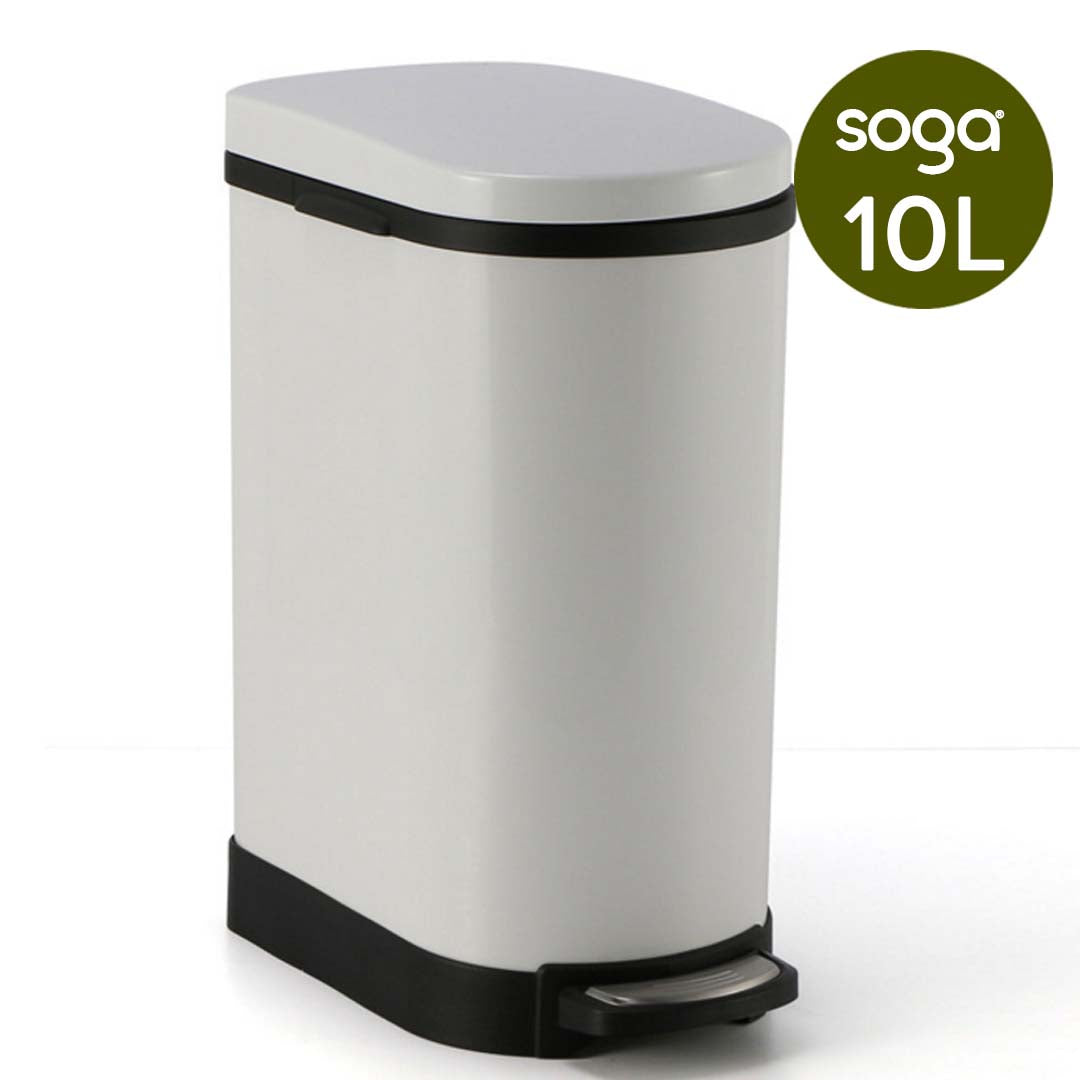 SOGA 4X Foot Pedal Stainless Steel Rubbish Recycling Garbage Waste Trash Bin U White 10L
