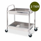 SOGA 2 Tier Stainless Steel Kitchen Trolley Bowl Collect Service FoodCart 95x50x95cm Large