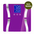 SOGA Digital Body Fat Scale Bathroom Scales Weight Gym Glass Water LCD Electronic Purple