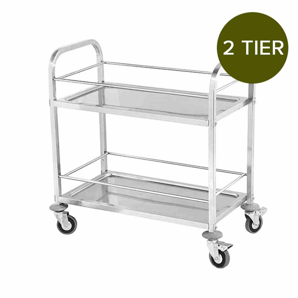 SOGA 2 Tier Stainless Steel Drink Wine Food Utility Cart 95x50x95cm Large