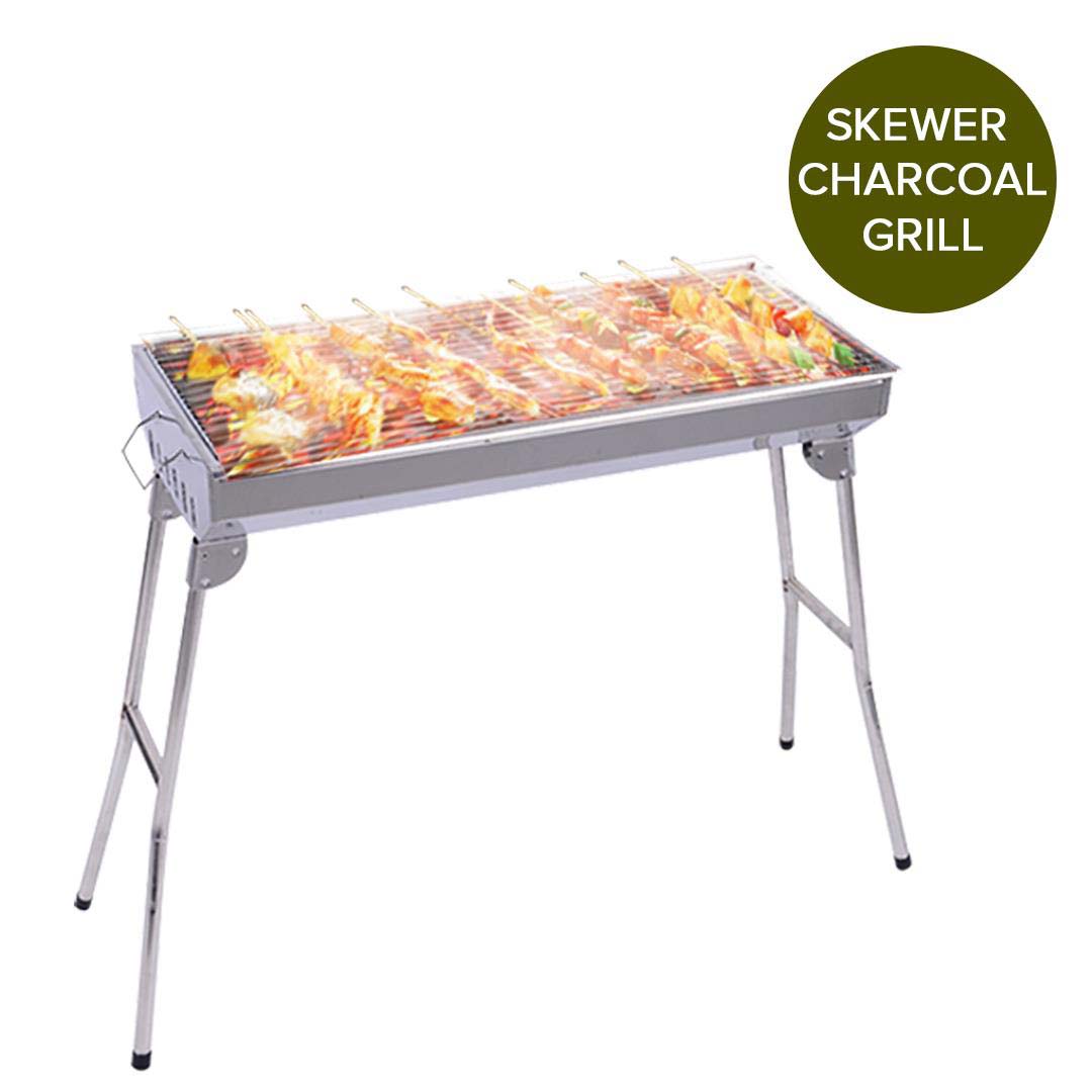 SOGA Skewers Grill Portable Stainless Steel Charcoal BBQ Outdoor 6-8 Persons