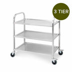 SOGA 3 Tier Stainless Steel Kitchen Dinning Food Cart Trolley Utility Size 95x50x95cm Large