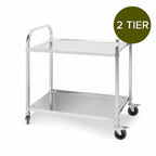 SOGA 2 Tier Stainless Steel Kitchen Dinning Food Cart Trolley Utility SIZE 75x40x83.5cm Small