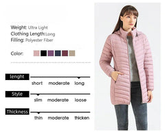 Anychic Womens Padded Puffer Jacket Large Purple Ultralightweight Long Parka With Detachable Hood Outdoor Warm Clothes