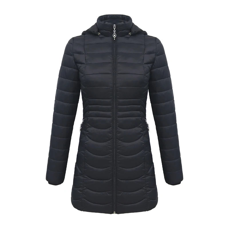 Anychic Womens Padded Puffer Jacket XXLarge Black Ultralightweight Ultralight Coat With Detachable Hood Lightweight Outwear Clothing