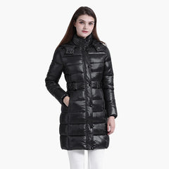 Anychic Womens Padded Puffer Jacket XXXL Black Hooded Long Thick Puffer Jackets For Women Fashion Coats Casual Waterproof Outerwear