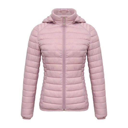 Anychic Womens Padded Puffer Jacket XXLarge Pink Solid Lightweight Warm Outdoor Parka Clothing With Detachable Hood