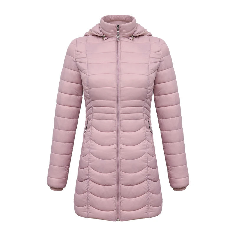 Anychic Womens Padded Puffer Jacket Large Pink Ultralightweight Ultralight Coat With Detachable Hood Lightweight Outwear Clothing