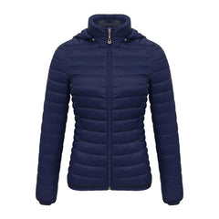 Anychic Womens Padded Puffer Jacket XXXL Navy Blue Solid Lightweight Warm Outdoor Parka Clothing With Detachable Hood