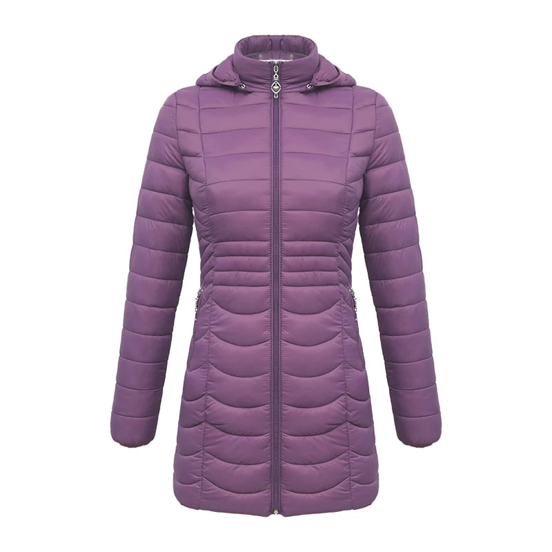 Anychic Womens Padded Puffer Jacket XXLarge Purple Ultralightweight Ultralight Coat With Detachable Hood Lightweight Outwear Clothing