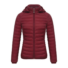 Anychic Womens Padded Puffer Jacket XXLarge Red Solid Lightweight Warm Outdoor Parka Clothing With Detachable Hood