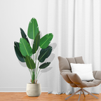 SOGA 180cm Green Artificial Bird of Paradise Plants Fake Tropical Palm Tree with 10 in Pot and Woven Seagrass Belly, Home Decor