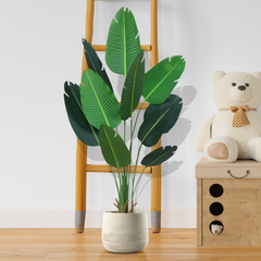 SOGA 180cm Green Artificial Bird of Paradise Plants Fake Tropical Palm Tree with 10 in Pot and Woven Seagrass Belly, Home Decor