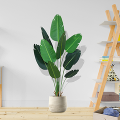 SOGA 180cm Green Artificial Bird of Paradise Plants Fake Tropical Palm Tree with 10 in Pot and Woven Seagrass Belly, Home Decor