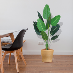 SOGA 180cm Green Artificial Bird of Paradise Plants Fake Tropical Palm Tree with 10 in Pot and Woven Seagrass Belly, Home Decor