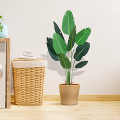 SOGA 180cm Green Artificial Bird of Paradise Plants Fake Tropical Palm Tree with 10 in Pot and Woven Seagrass Belly, Home Decor