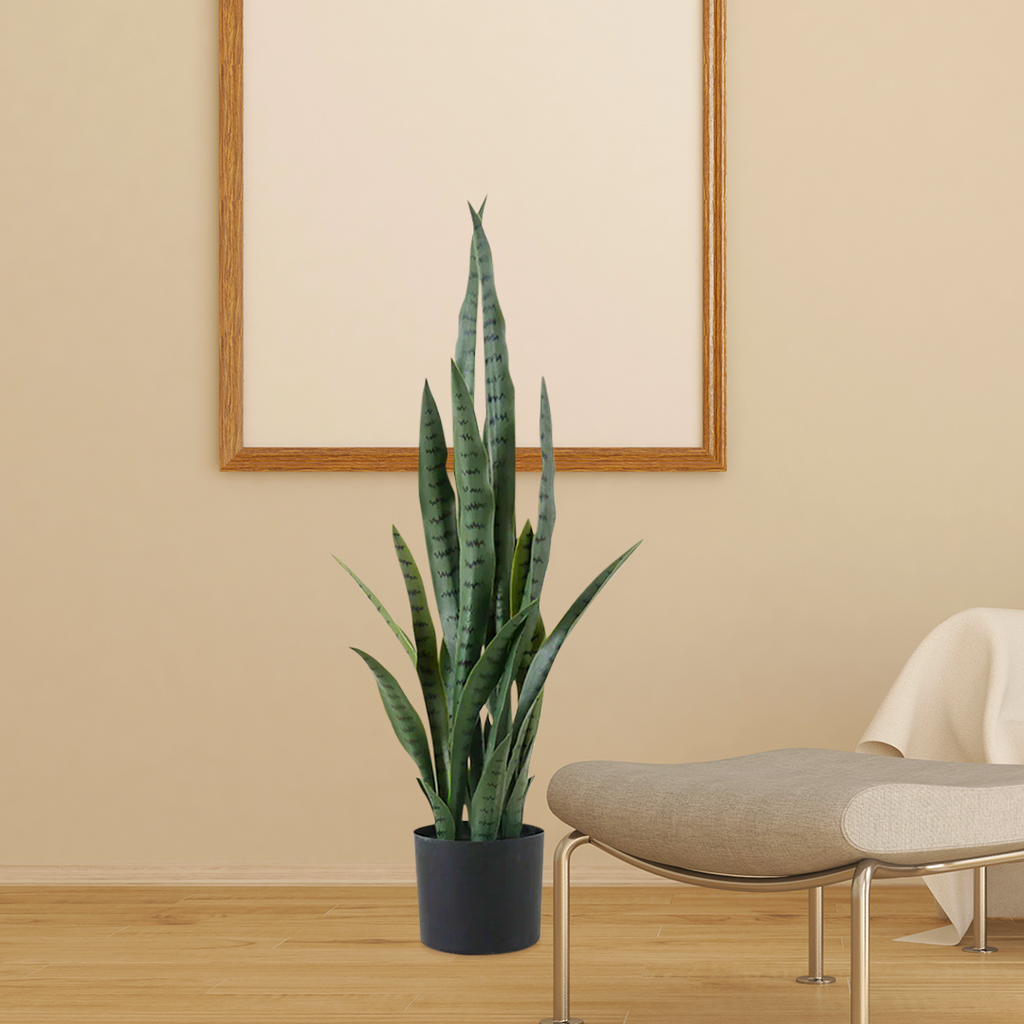 SOGA 4X 95cm Sansevieria Snake Artificial Plants with Black Plastic Planter Greenery, Home Office Decor