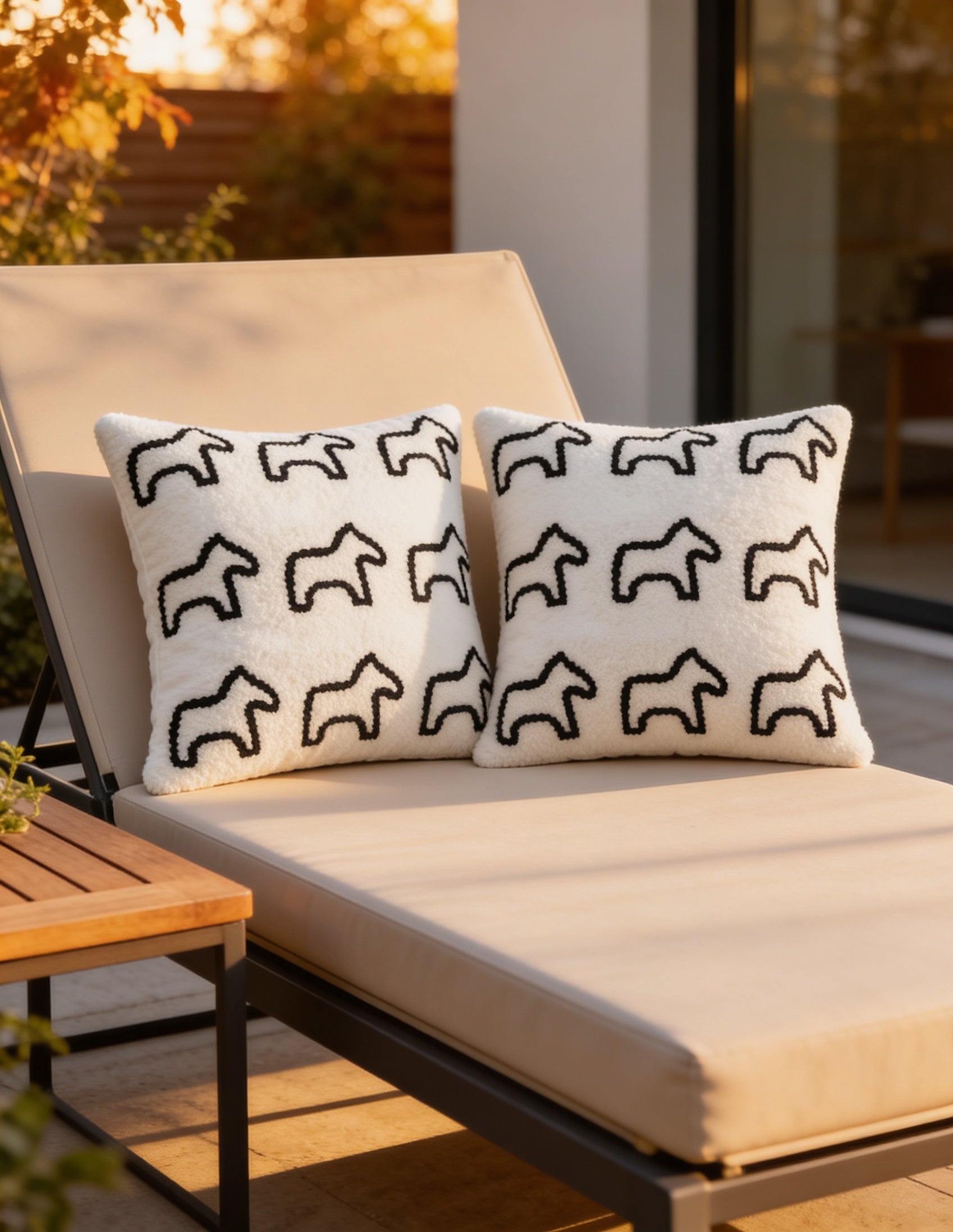 SOGA 2X 45cm Throw Pillow White Teddy Fleece Square Pony Design Decorative Cushion for Living Room