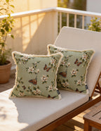 SOGA 2X 45cm Matcha Green French Vintage Butterfly Loves Flowers Tassel Throw pillow