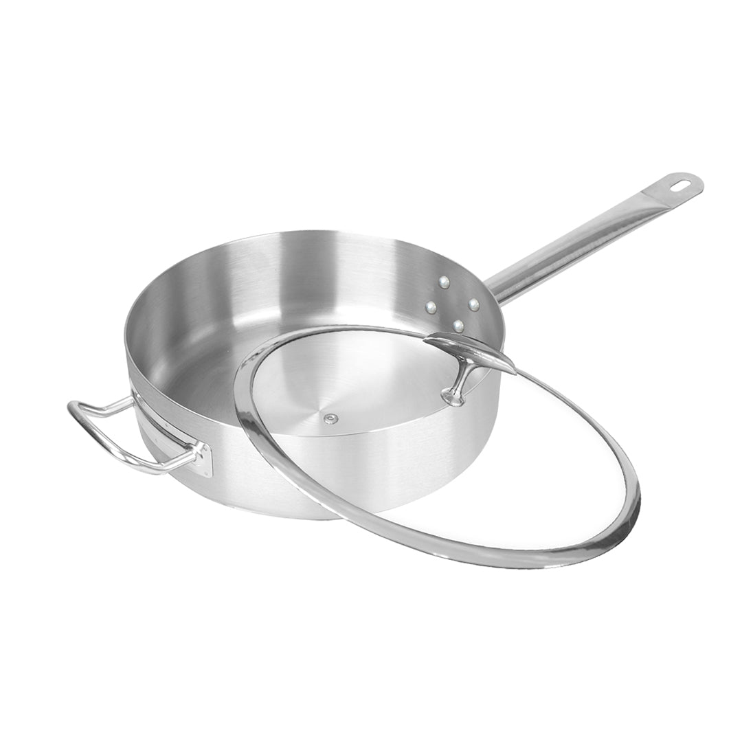 SOGA 28cm Stainless Steel Saucepan With Lid Induction Cookware With Triple Ply Base