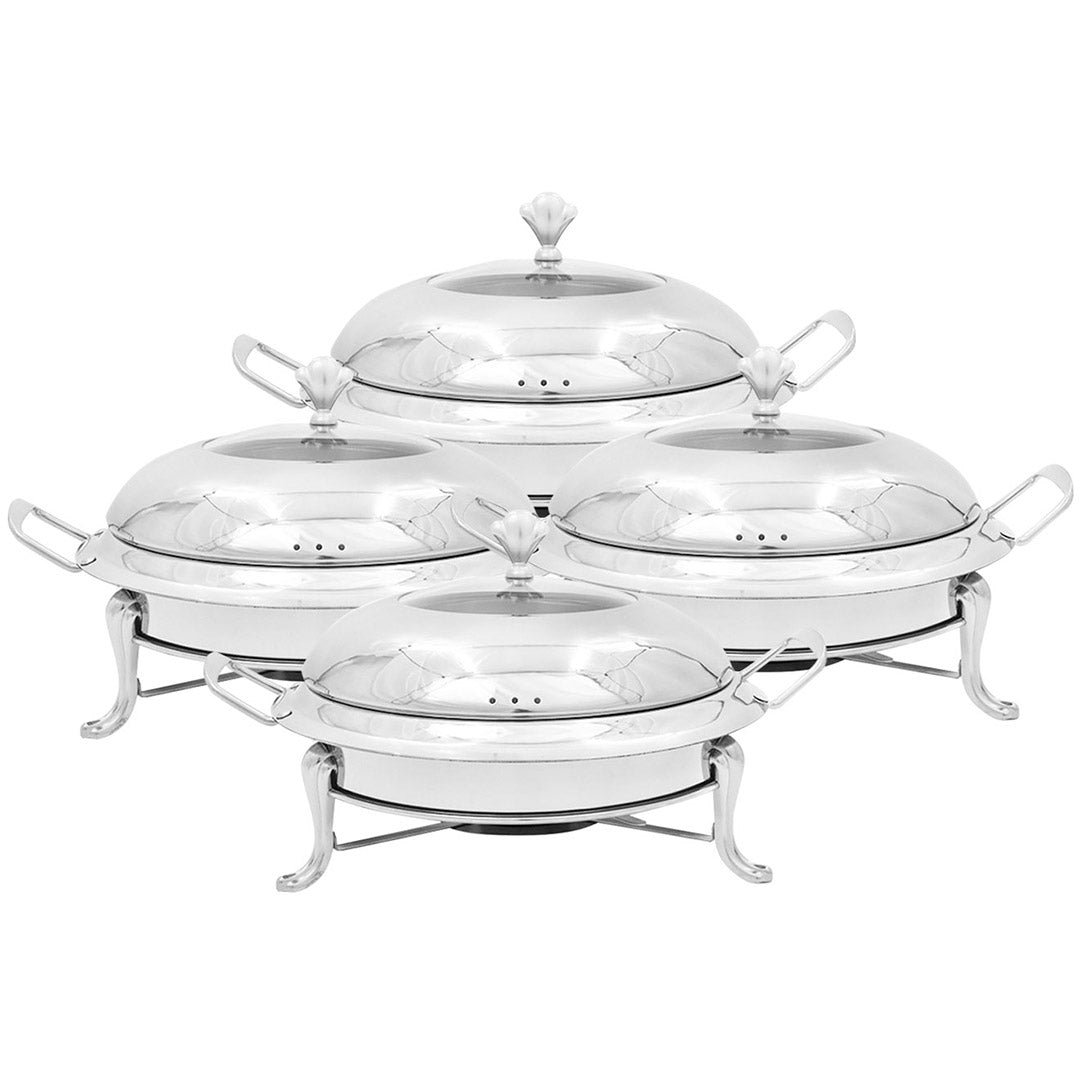 SOGA 4X Stainless Steel Round Buffet Chafing Dish Cater Food Warmer Chafer with Glass Top Lid