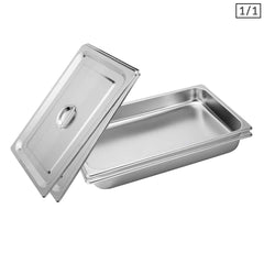 SOGA 2X Gastronorm GN Pan Full Size 1/1 GN Pan 6.5cm Deep Stainless Steel Tray With Lid