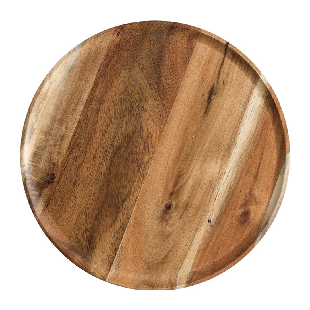 SOGA 20cm Brown Round Wooden Centerpiece Serving Tray Board Home Decor