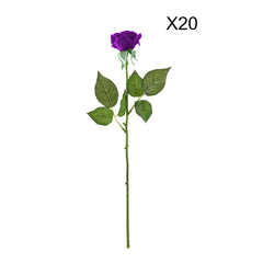 SOGA 20pcs Artificial Silk Flower Fake Rose Bouquet Table Decor Purple