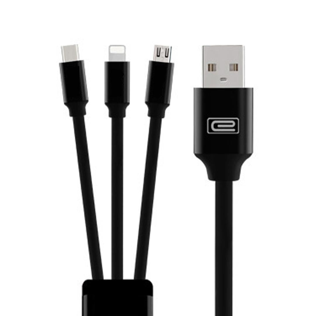 3 in 1 Micro Usb Lightning Type C Date Charge Sync Cable Black For iPhone Samsung