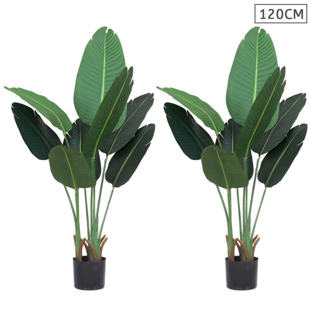 SOGA 2X 120cm Artificial Green Indoor Traveler Banana Fake Decoration Tree Flower Pot Plant