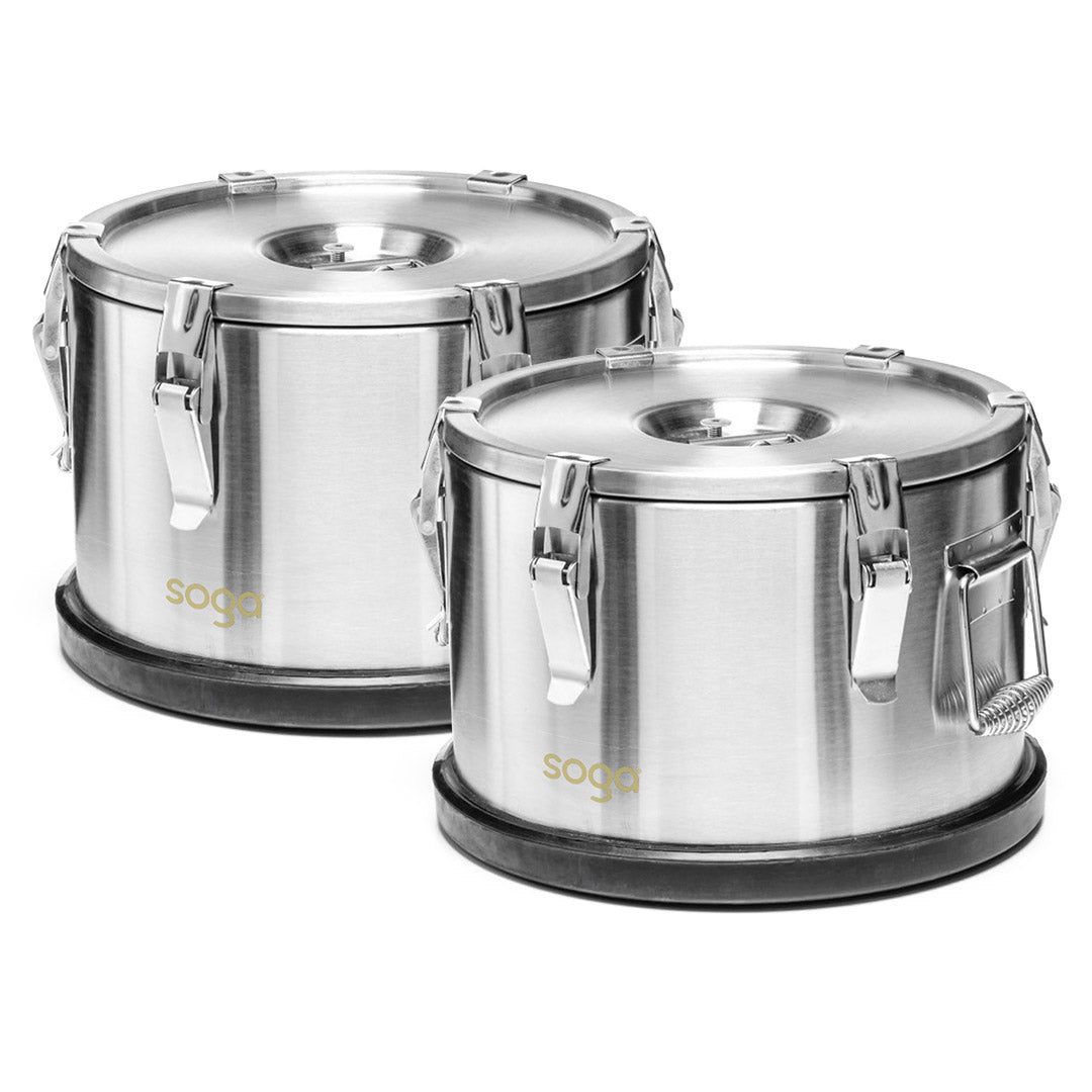 SOGA 2X 10L 304 Stainless Steel Insulated Food Carrier Warmer Container with Anti Slip Rubber Bottom