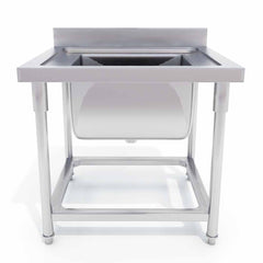 SOGA Stainless Steel Work Bench Sink Commercial Restaurant Kitchen Food Prep 70*70*85cm