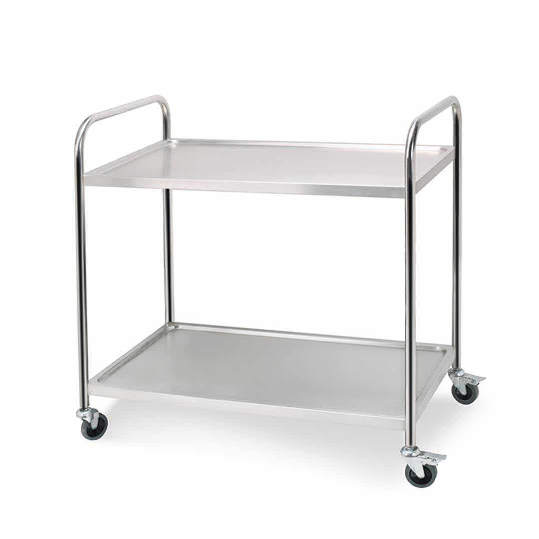 SOGA 2 Tier Stainless Steel Kitchen Dining Food Cart Trolley Utility Round 81x46x85cm Small
