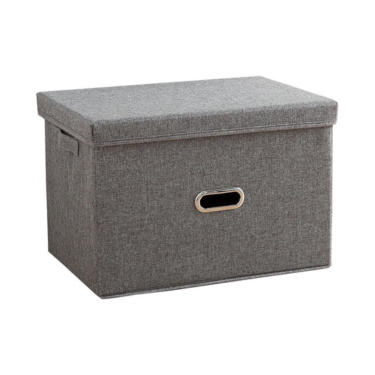 SOGA Grey Small Foldable Canvas Storage Box Cube Clothes Basket Organiser Home Decorative Box