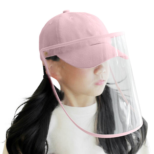 Outdoor Protection Hat Anti-Fog Pollution Dust Saliva Protective Cap Full Face HD Shield Cover Kids Pink