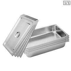 SOGA 4X Gastronorm GN Pan Full Size 1/1 GN Pan 10cm Deep Stainless Steel Tray With Lid