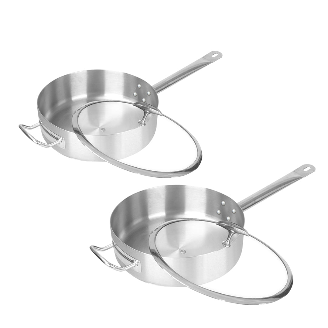 SOGA 2X 30cm Stainless Steel Saucepan With Lid Induction Cookware With Triple Ply Base