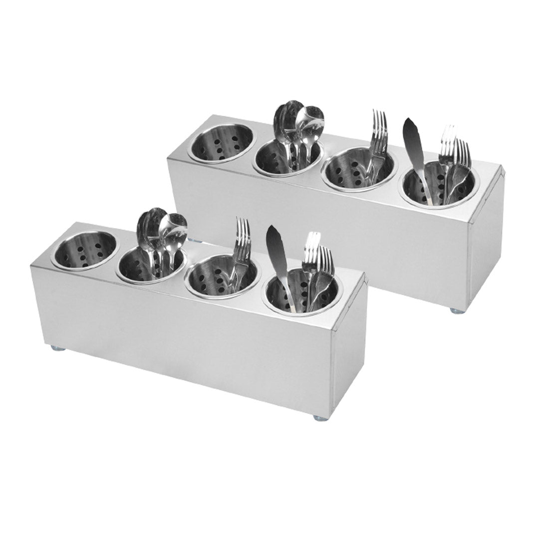 SOGA 2X 18/10 Stainless Steel Commercial Conical Utensils Cutlery Holder with 4 Holes