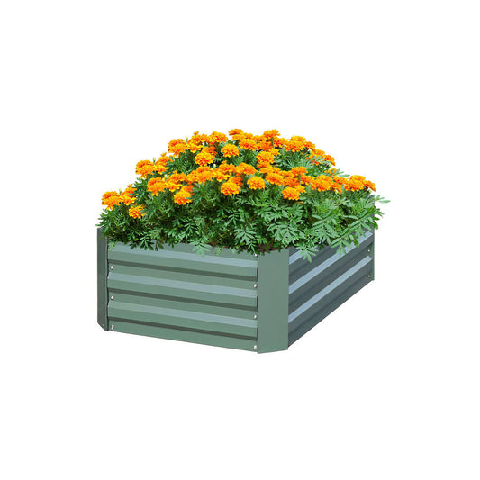 SOGA 100cm Square Galvanised Raised Garden Bed Vegetable Herb Flower Outdoor Planter Box