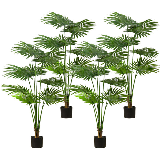 SOGA 4X 150cm Artificial Natural Green Fan Palm Tree Fake Tropical Indoor Plant Home Office Decor