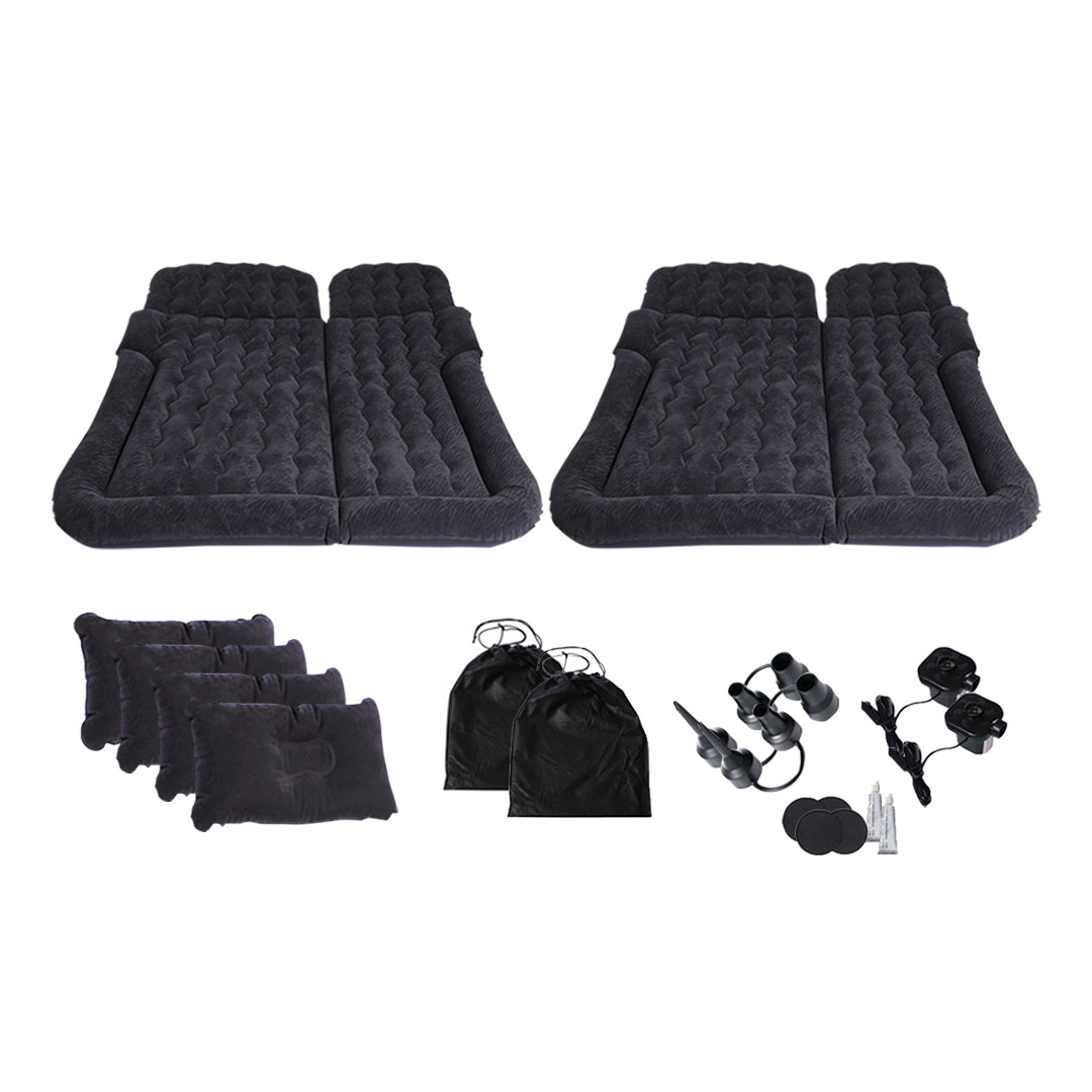 SOGA 2X Black Inflatable Car Boot Mattress Portable Camping Air Bed Travel Sleeping Essentials