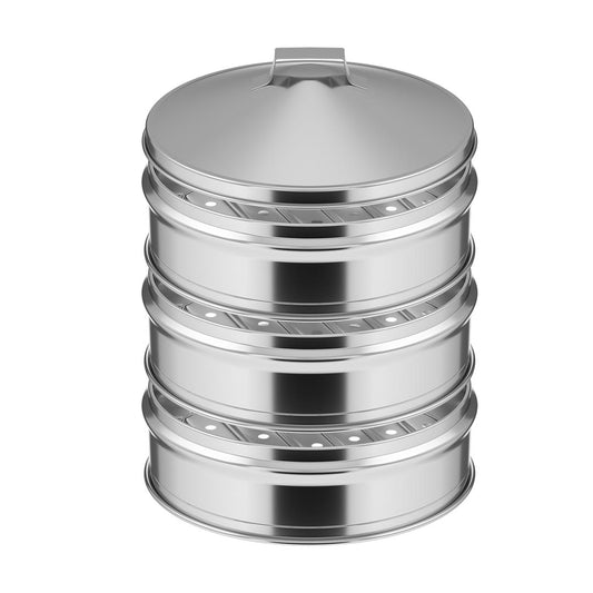 SOGA 3 Tier Stainless Steel Steamers With Lid Work inside of Basket Pot Steamers 28cm
