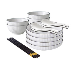 SOGA White Japanese Style Ceramic Dinnerware Crockery Soup Bowl Plate Server Kitchen Home Decor Set of 8
