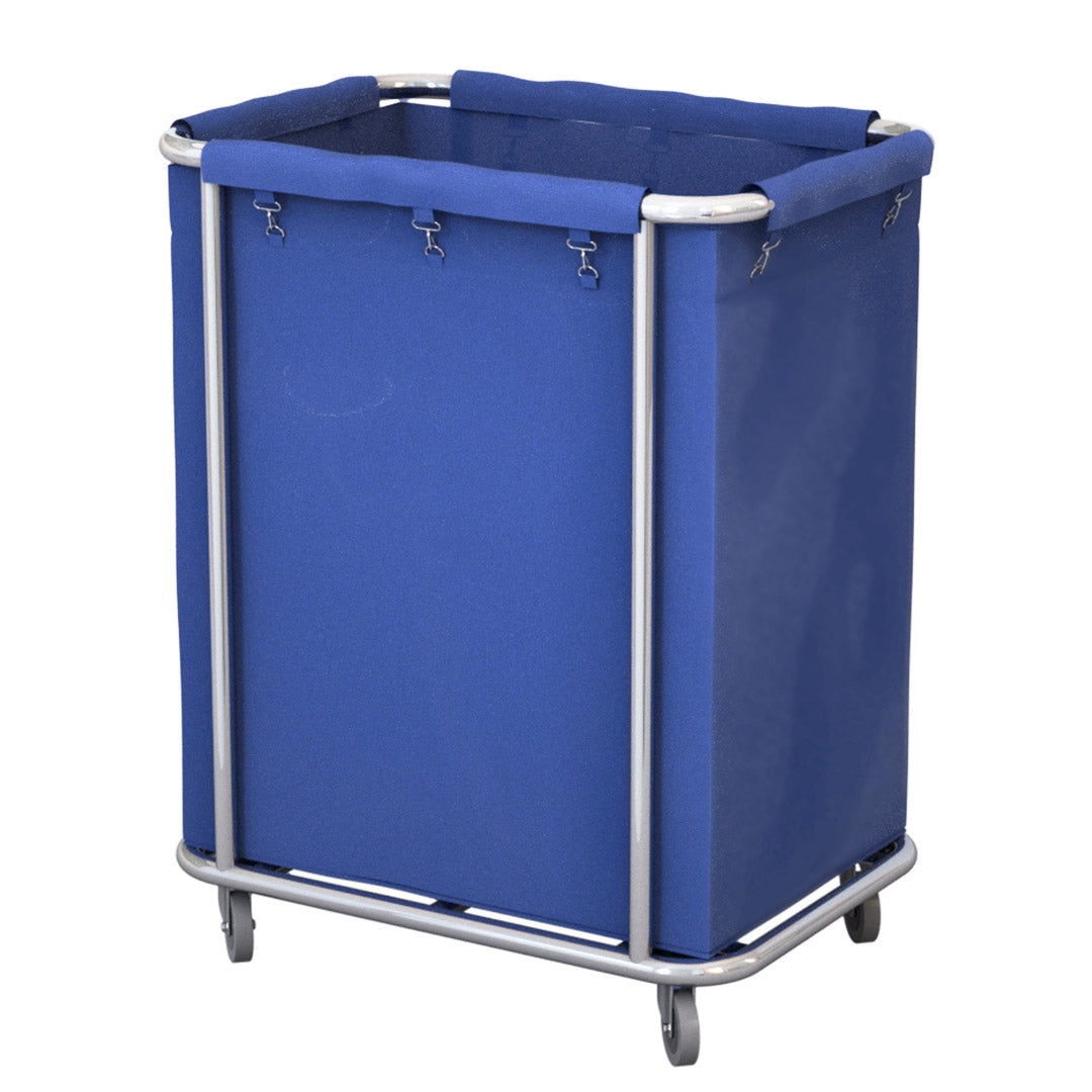 SOGA Stainless Steel Commercial Square Soiled Linen Laundry Trolley Cart with Wheels Blue